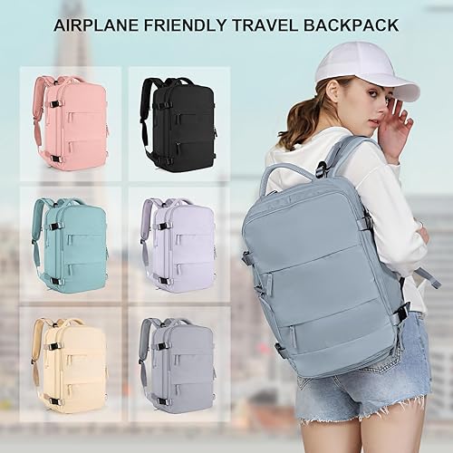 Miniatura 7 de coowoz Mochila de viaje grande para mujeres y hombres,Mochila de transporte,Mochila de senderismo impermeable para deportes al aire libre, Gris