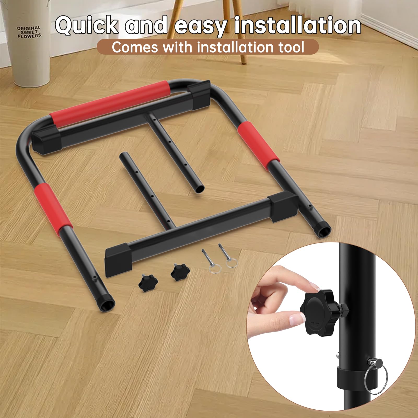 Verstellbarer Griff für Gehpolster, 56 cm breit, 95 cm maximale Höhe, Rot