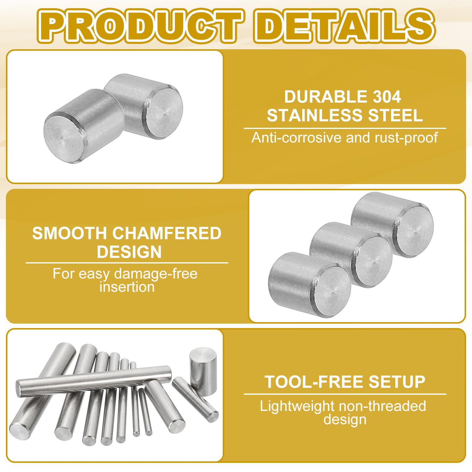 PATIKIL 8mm x 10mm Dowel Pin Stainless Steel - Image 3