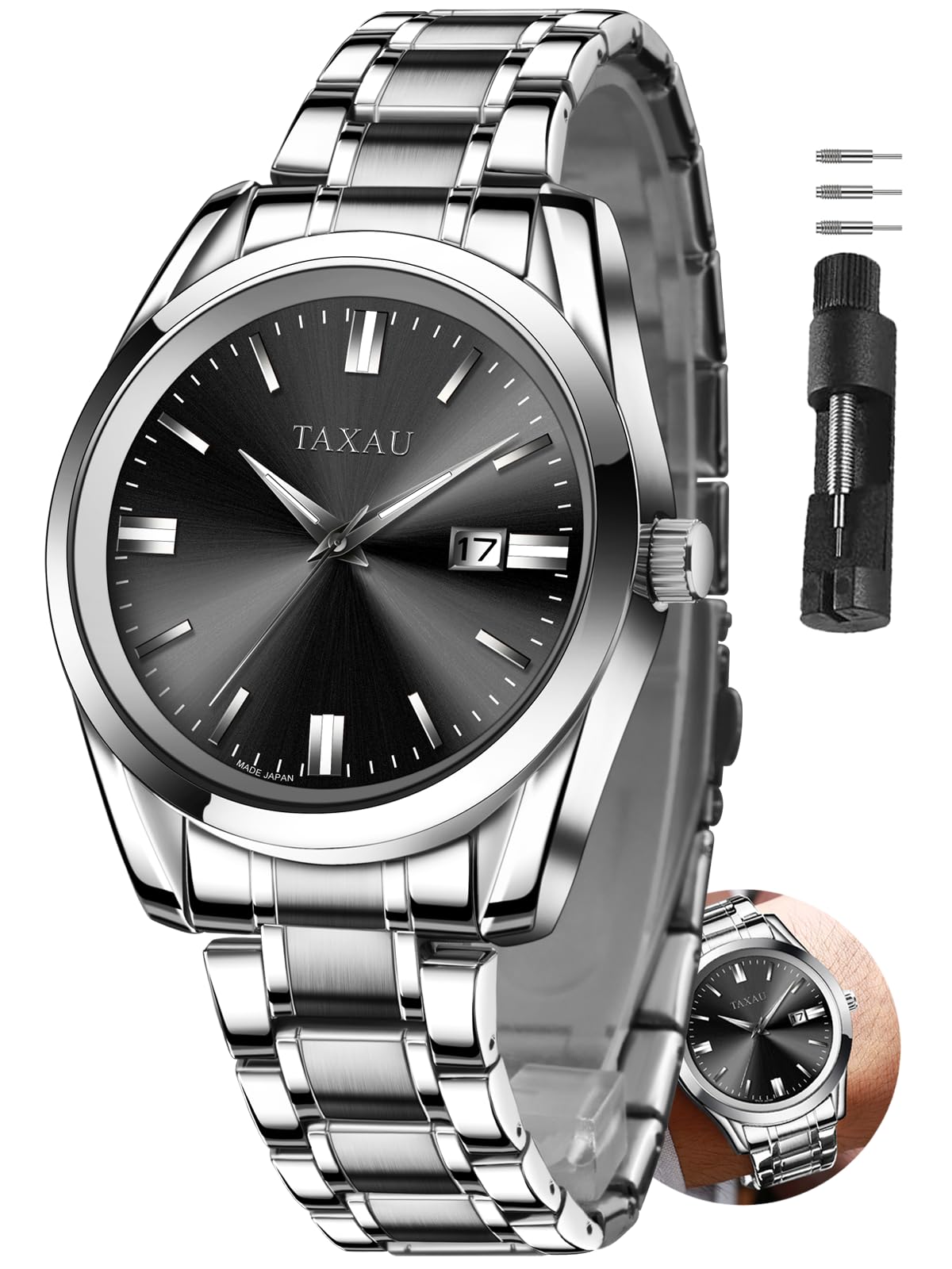 Taxau Wasserdicht Edelstahl Kleid Luxus Business Multifunktion Leuchtend Datum Geschenk Herrenuhr
