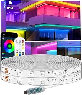 6m RGB LED Streifen, IP68 Wasserdicht, 5V USB Betrieben, Musik Sync, Bluetooth App/RF Fernbedienung, Lichter für Balkon, Deck, Camping, Garten, Schlafzimmer, Dekor