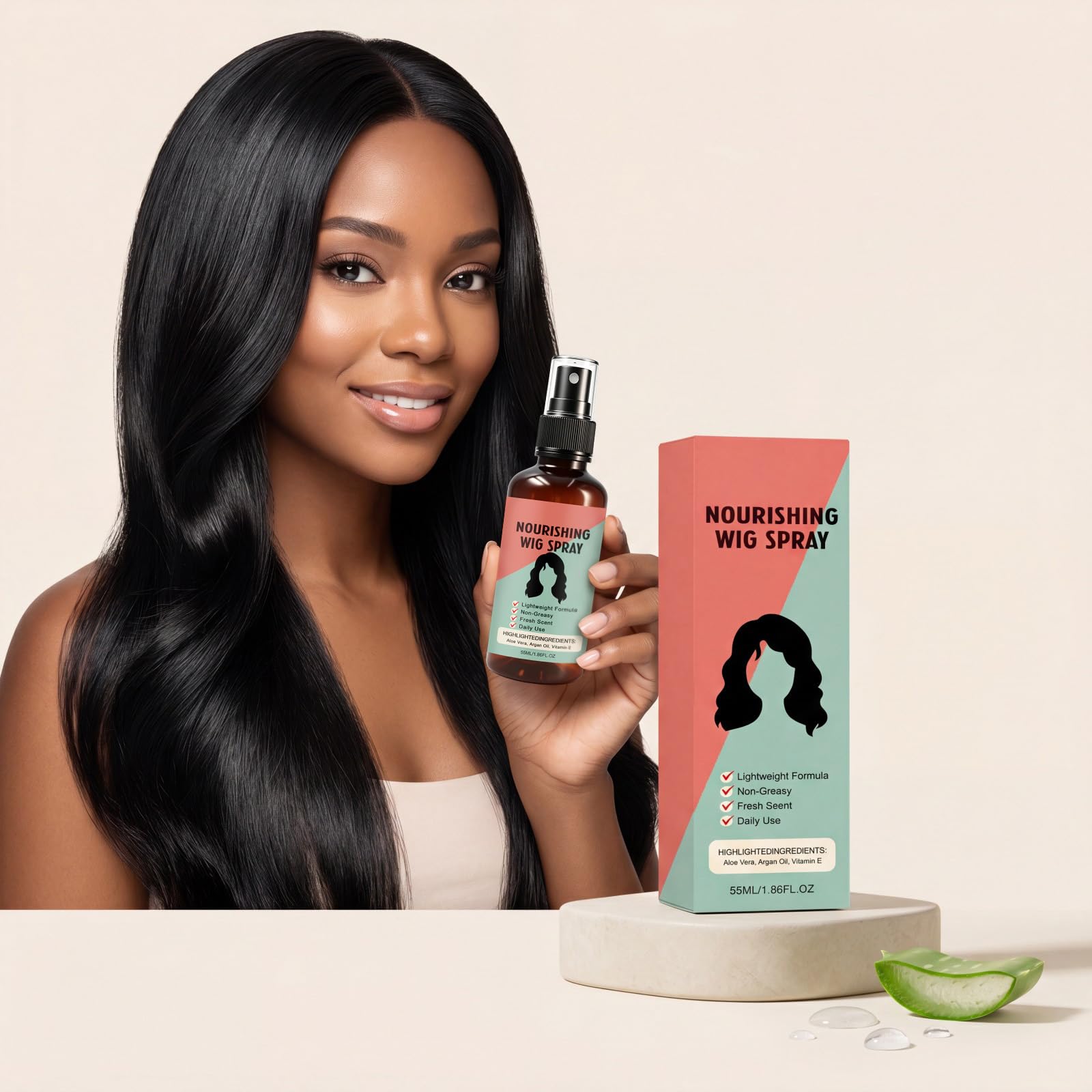 Leichtes, pflegendes Perückenspray (ohne Ausspülen), Leave-in-Conditioner-Spray für Perücken, Anti-Frizz-Formel (nicht fettend), 55 ml für die tägliche Pflege von Kunsthaarperücken. (8pcs)