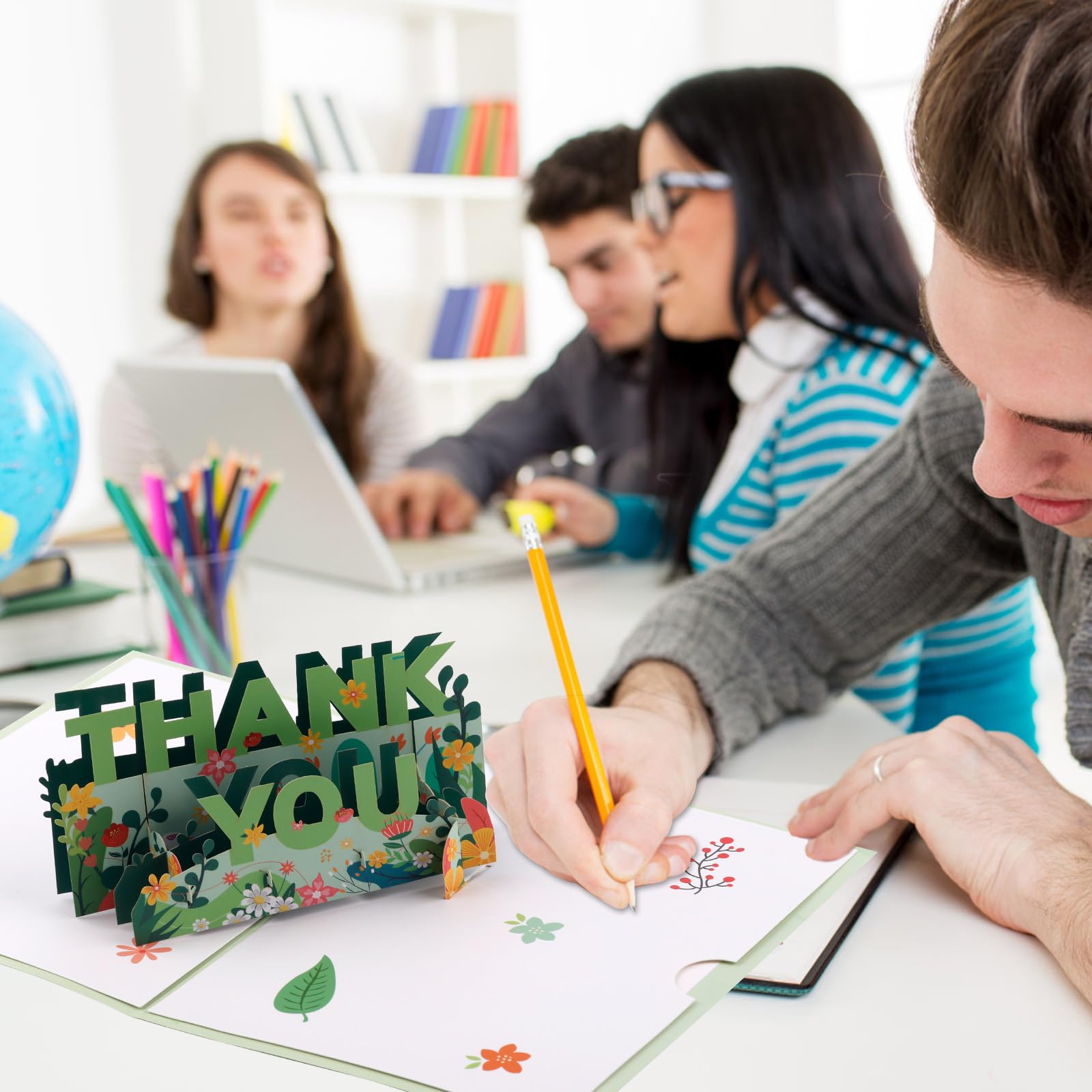 lasuroa Carte Remerciement 3D, Pop-Up avec Enveloppe et Note Vierge pour Garçons Filles Hommes Femmes Mamans Papas Enseignants pour Exprimer Leur Gratitude