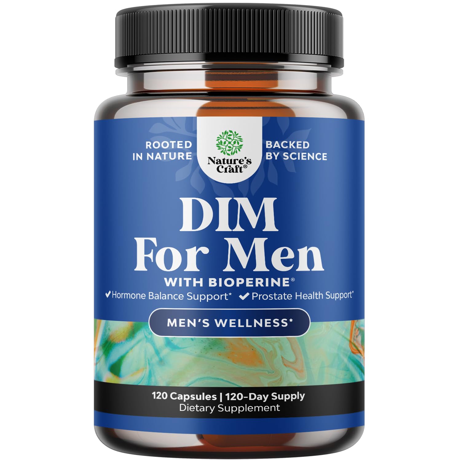 DIM Supplement for Men - DIM Estrogen Blocker for Men for Hormone Balance & Prostate Health - Diindolylmethane Testosterone Complex with Panax Ginseng, Bioperine, Grapeseed & Astragalus - 120 Capsules
