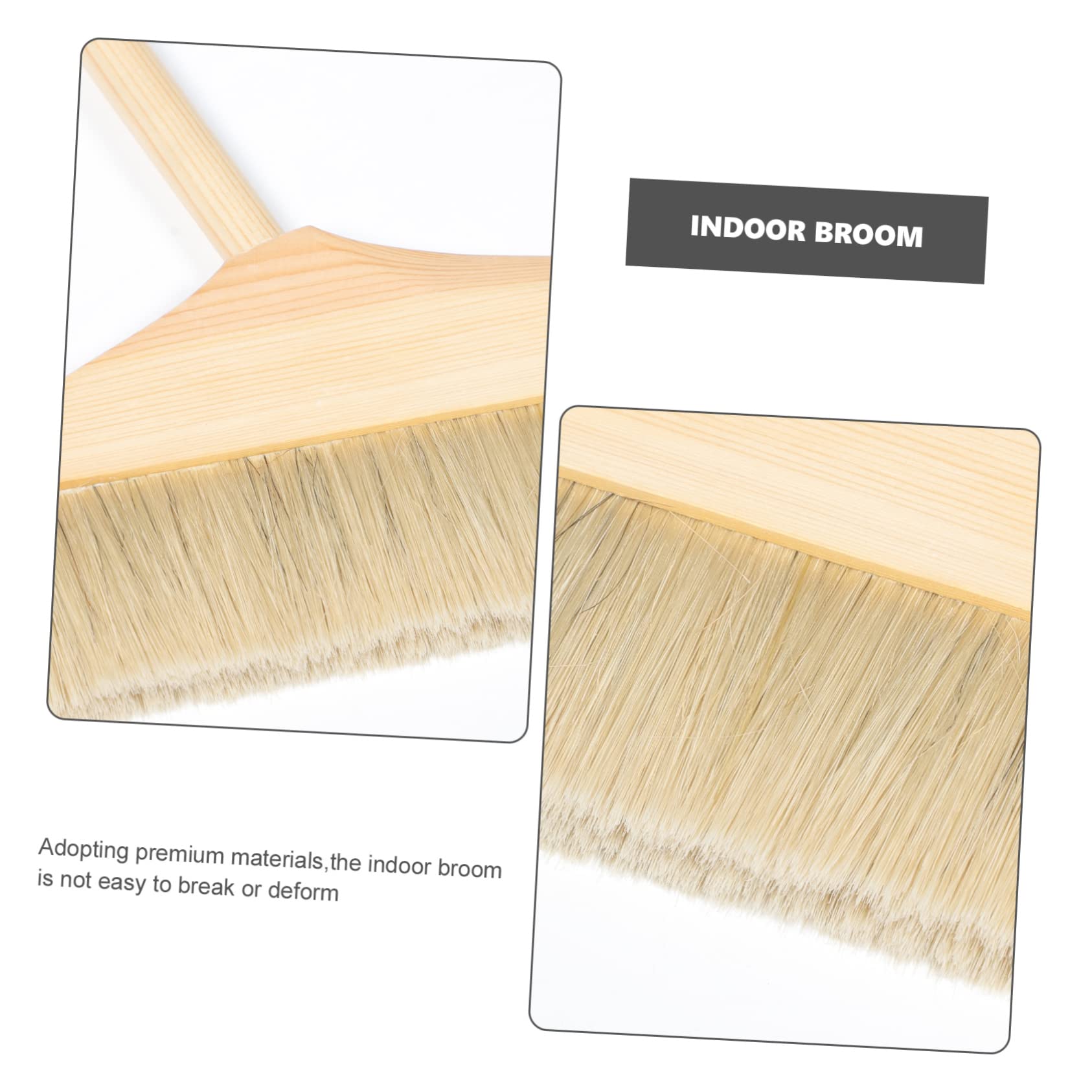 Scopa a Setole Morbide Manico in Legno, Pulizia Casa | Colore Khaki, per Tappeti e Pavimenti, Rimuove Polvere e Chioma, Uso Interno ed Esterno