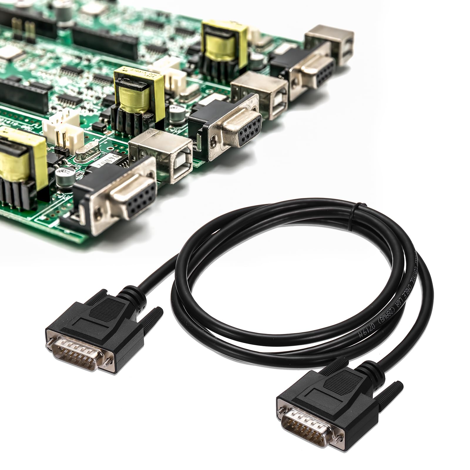 QUARKZMAN Cable Serial DB15, 28AWG Con Blindaje De Aluminio DB15 Macho A Macho Cable Serial Directo Para Comunicación De Datos, 4.9 Pies