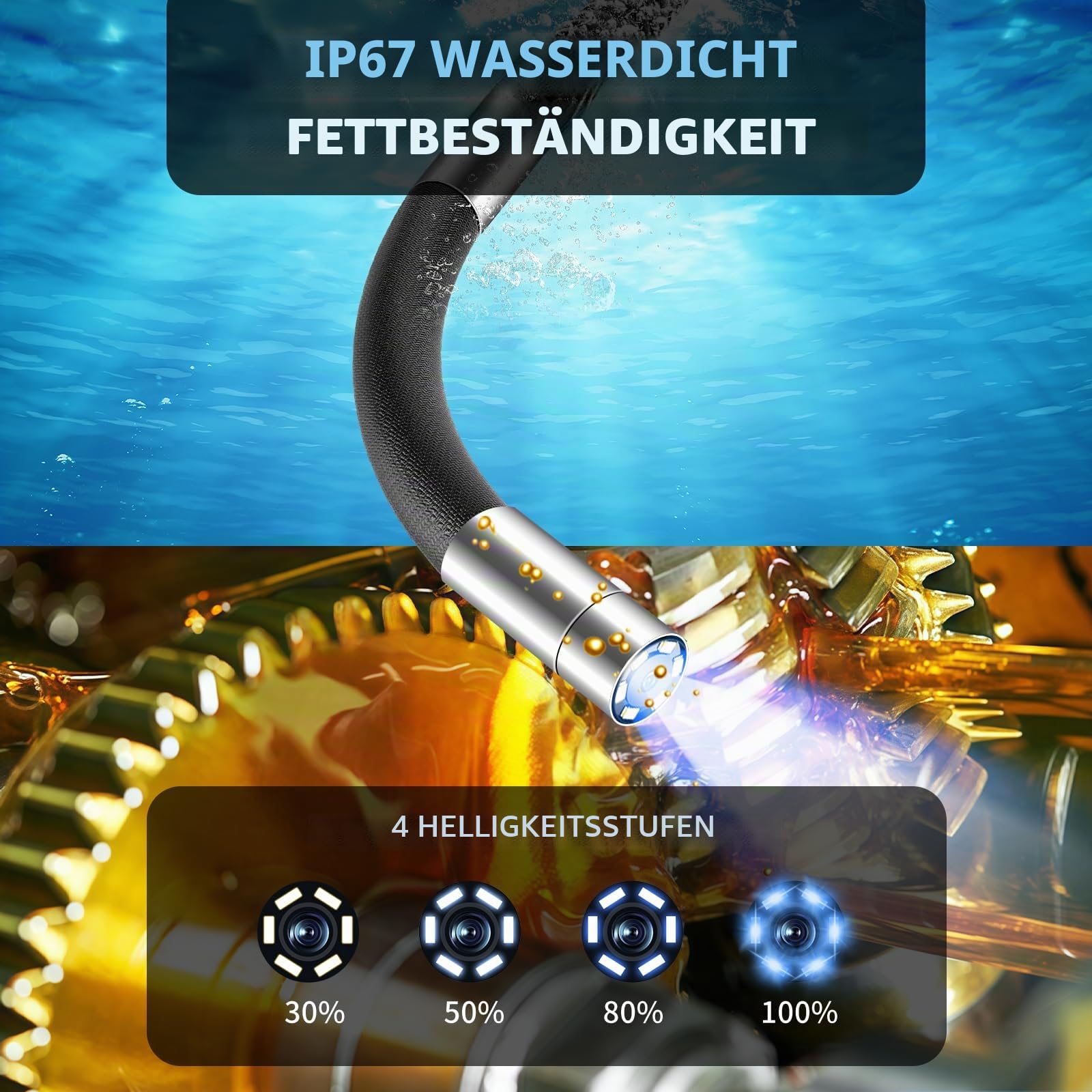 Zwei-Wege-Gelenk-Endoskop, Industrielles Endoskop mit 3,9 mm Gelenkkamera, Video-Inspektionsfernrohr mit Beleuchtung, 100 cm