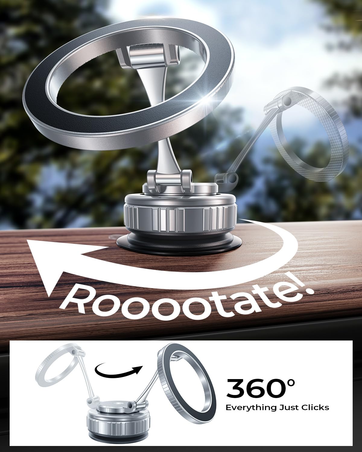 Supercharged Vacuum Magnetic Phone Holder For Car - 360° Adjustable Mount For All Phones