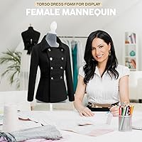 Vista 7 de Maniquí de torso maniquí con soporte para maniquíes de altura ajustable, cuerpo femenino, muestra mujeres para coser trípode de madera, base