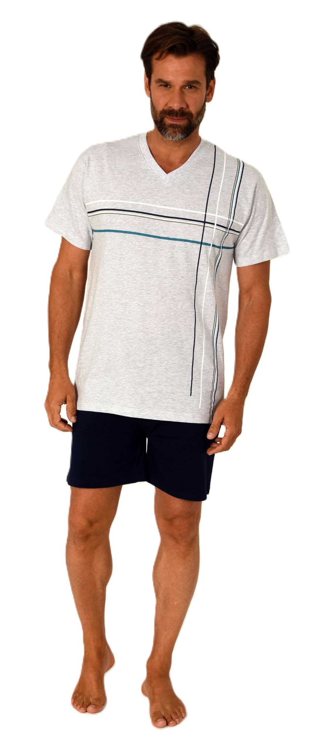 Normann Elegante Mannen Pyjama met korte mouwen, met print op de Normann Elegante Mannen Pyjama met korte mouwen, met print op de