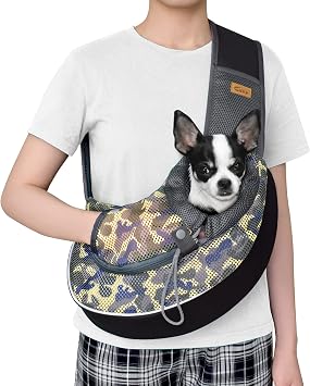 Cuby Pet Dog Sling Carrier for Small Dogs Cats Breathable Mesh Travel Safe Sling Bag Carrier for Dogs Cats Puppy M Camouflage