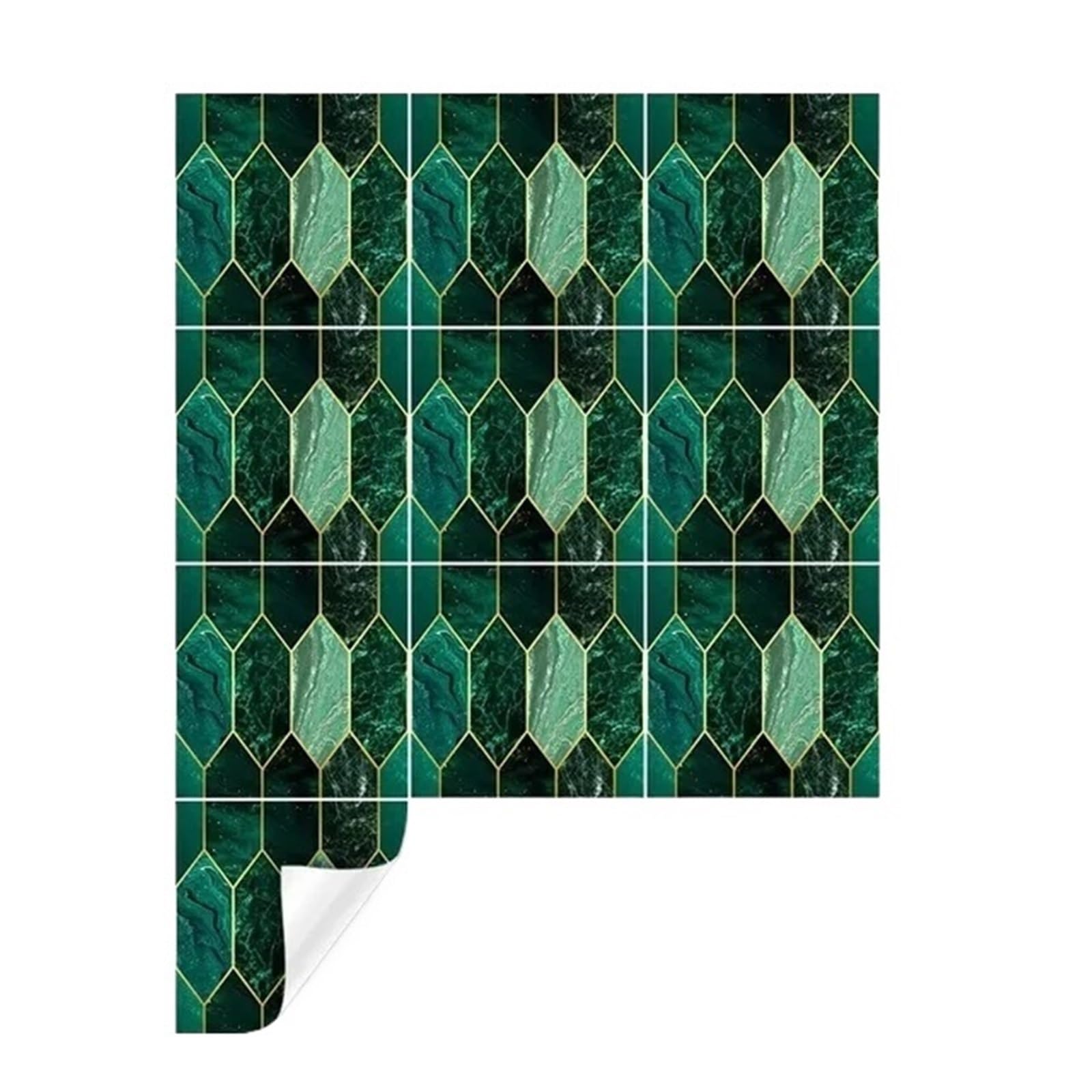 Wall Tile Sticker Tile Stickers Vinyl Wall Sticker for Living Room Kitchen Bathroom Toilet Bar Modern Luxury Home Decor Green Gilding Marble PVC Adhesive(Size1)