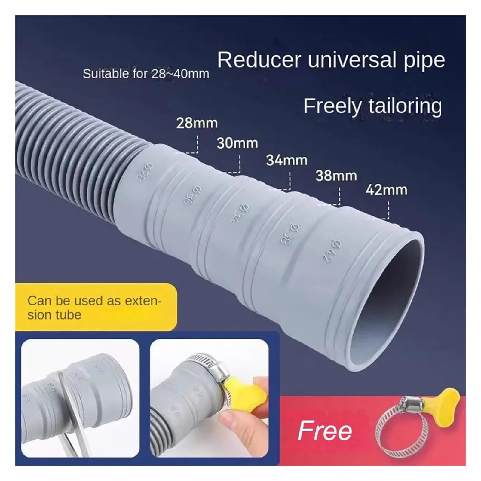 Tubo Flessibile Di Scarico Ondulato Flessibile, Compatibile Con Lavatrice(1.5m)