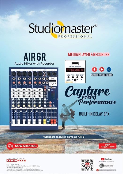 Studiomaster AIR6R with Inbuilt Recorder, Bluetooth,USB & Echo Digital