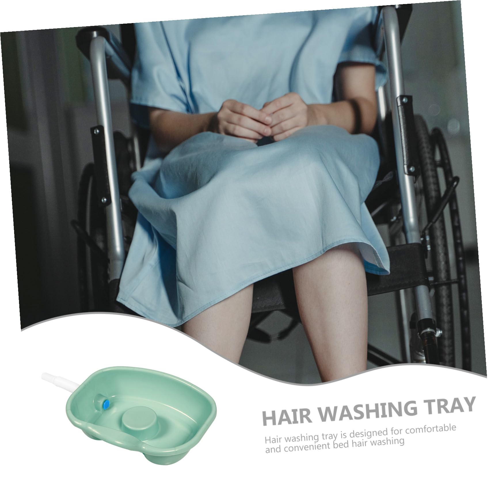 Healeved Lavatesta per Disabili in Plastica, Bacinella Ergonomica Bordo Curvo, per Lavare i Chioma a Riposo, Comoda per Anziani e Pazienti