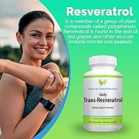 Vista 3 de Suplemento Trans Resveratrol - Cápsulas orgánicas - Suplementos para mujeres y hombres, antioxidante natural, suplemento de polifenoles - 60