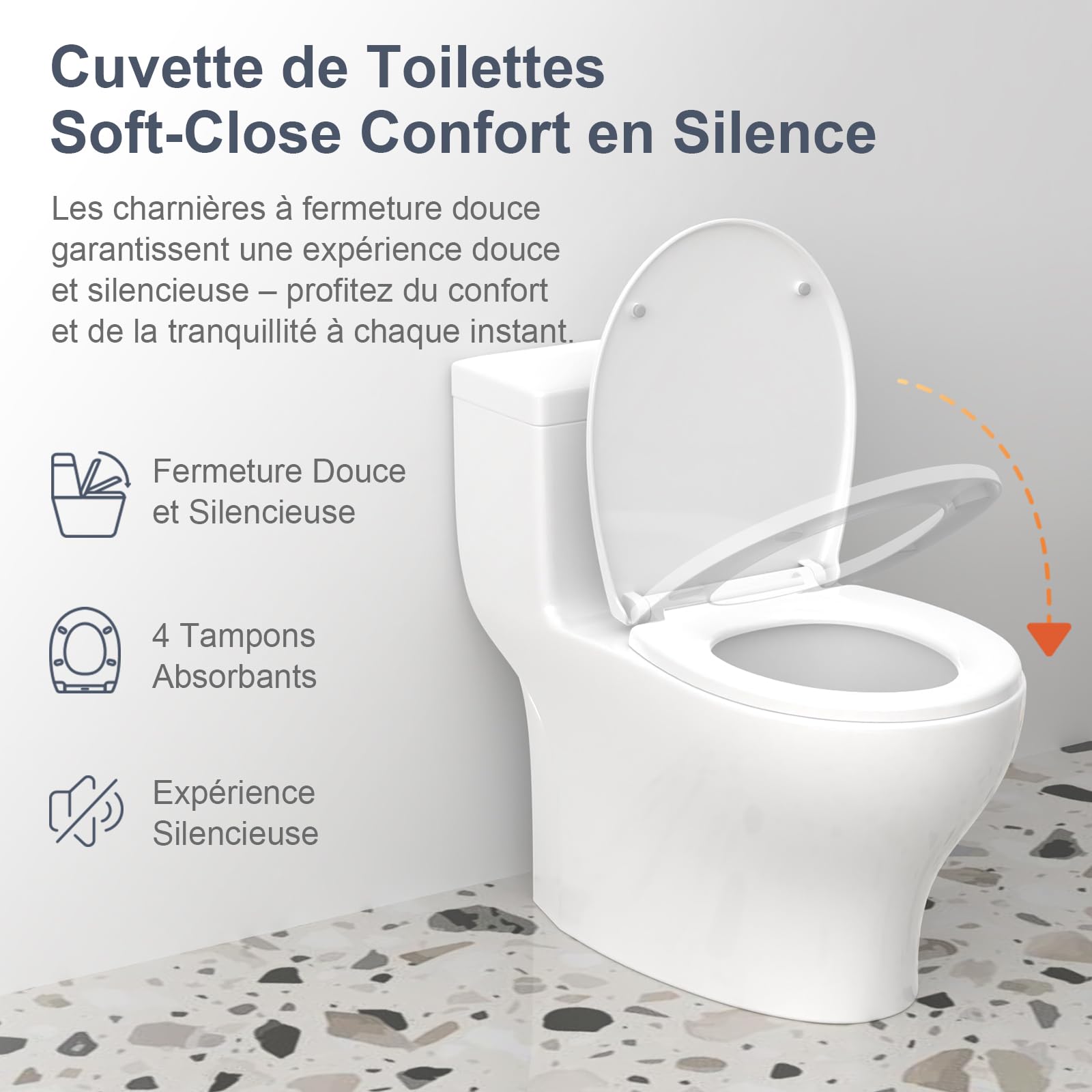 SURFOU Abattant WC Lunette Cuvettes, Cuvette Toilette Avec Frein De Chute Declipsable, Lunettes Toilettes Couvercle Blanche, Abbatants Battant Universel Abbatant Toilettes Blanc Abattants Toilet