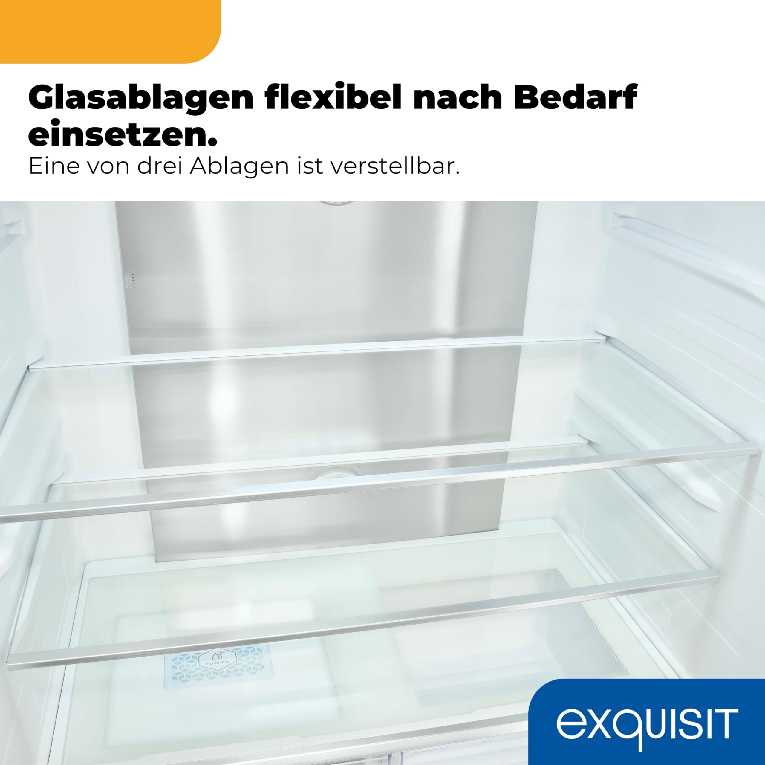 Exquisit French Door Kühl-Gefrierkombination 506 l, No Frost | Inoxlook, Wasserspender, LED, Schnellgefrieren, 183 l Gefrieren, Energieklasse E, 38 dB