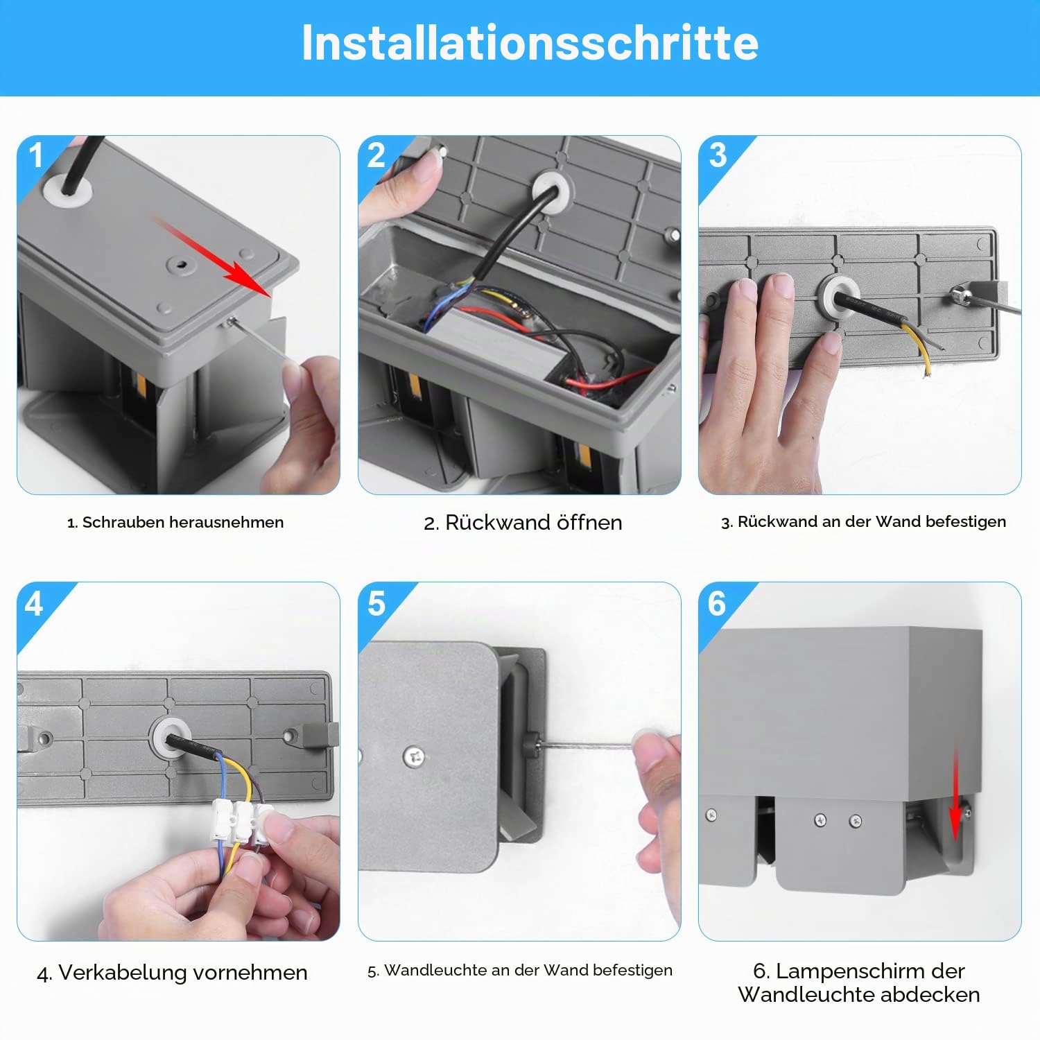 Kingwen LED Wandleuchte außen Grau 4er Set,20W 2000lm 3000K,IP65,Up Down | Aluminiumgehäuse;Abstrahlwinkel 0-120° einstellbar;für Fassade,Eingang,Terrasse,Flur,Treppe und Hauswand