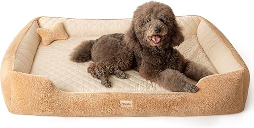 Miniatura 9 de Cama ortopédica refrescante para perros de tamaño mediano, espuma viscoelástica para dolor articular y artritis, cómoda cama para mascotas con funda