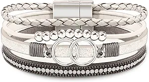 Btysun Bracelets for Women,Stocking Stuffers for Teens Birthday Gifts for Mom Inspirational Gift for Women Mother's Day Daughter Wrap Bracelet Sister Friend Teen Girl Gifts Leather Layered Jewelry Valentines Gift for Her