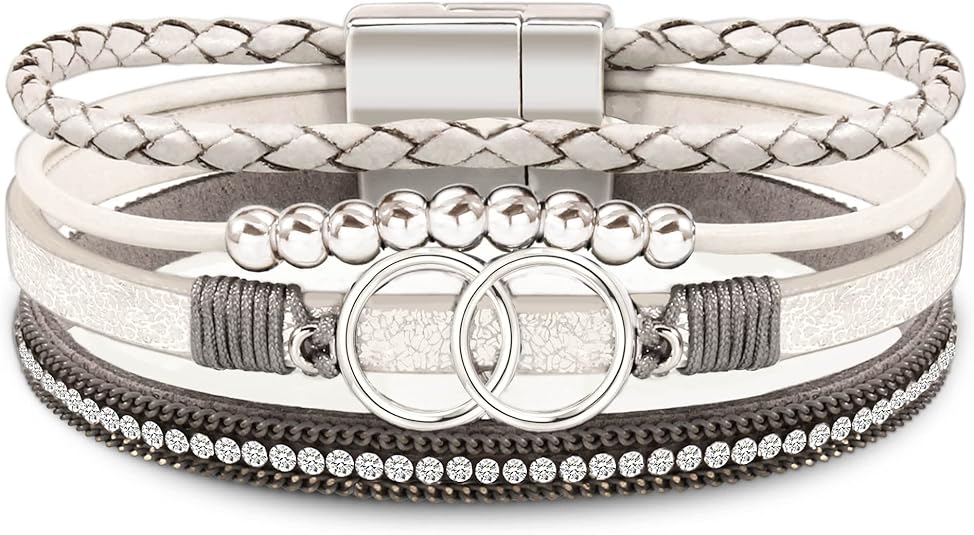 Btysun Bracelets for Women,Stocking Stuffers for Teens Birthday Gifts for Mom Inspirational Gift for Women Mother's Day Daughter Wrap Bracelet Sister Friend Teen Girl Gifts Leather Layered Jewelry Valentines Gift for Her
