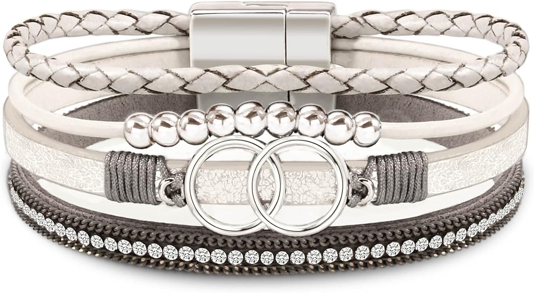 Btysun Bracelets for Women,Stocking Stuffers for Teens Birthday Gifts for Mom Inspirational Gift for Women Mother's Day Daughter Wrap Bracelet Sister Friend Teen Girl Gifts Leather Layered Jewelry Valentines Gift for Her