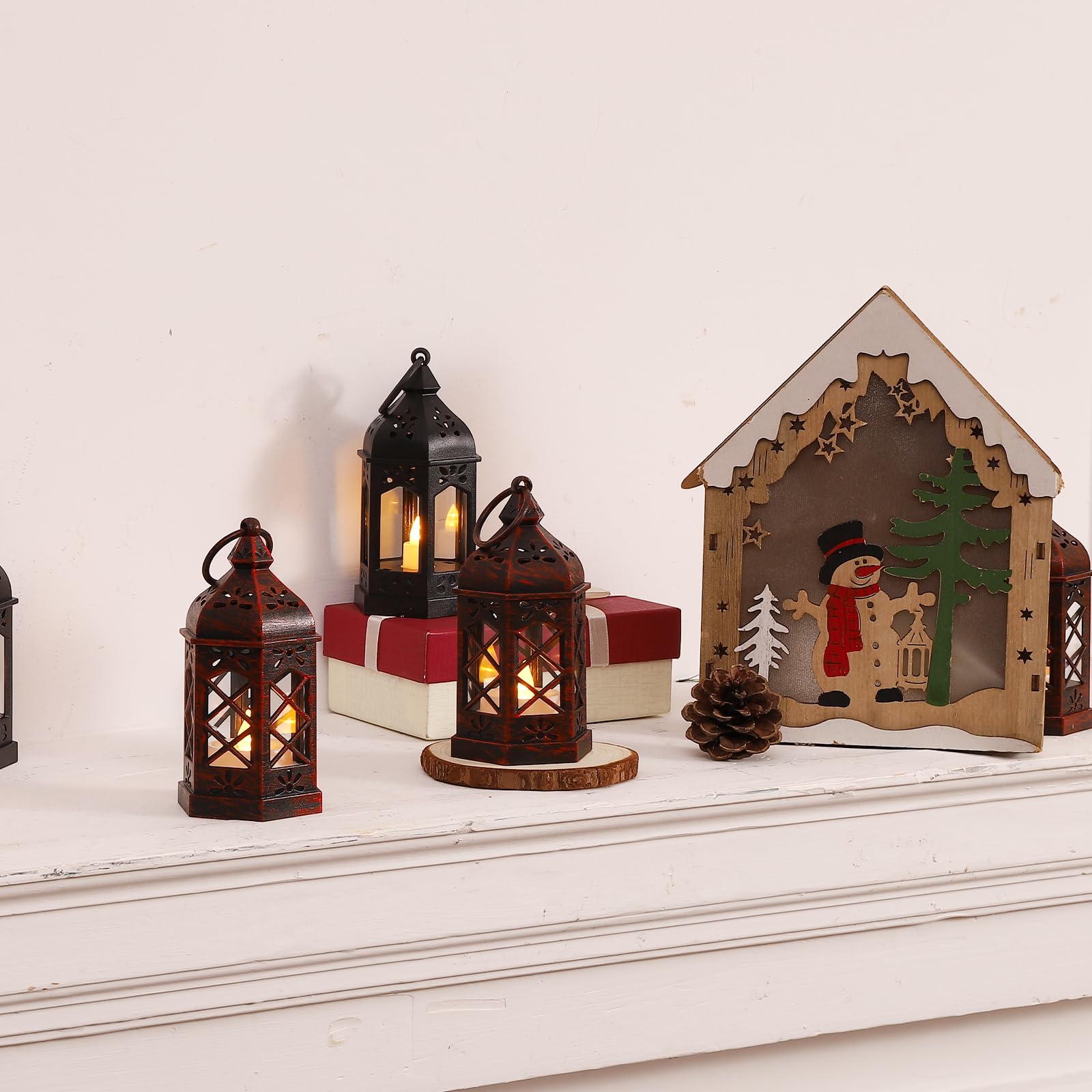 LLQ Lot De 12 Mini Lanternes Avec Bougie Chauffe-plat LED