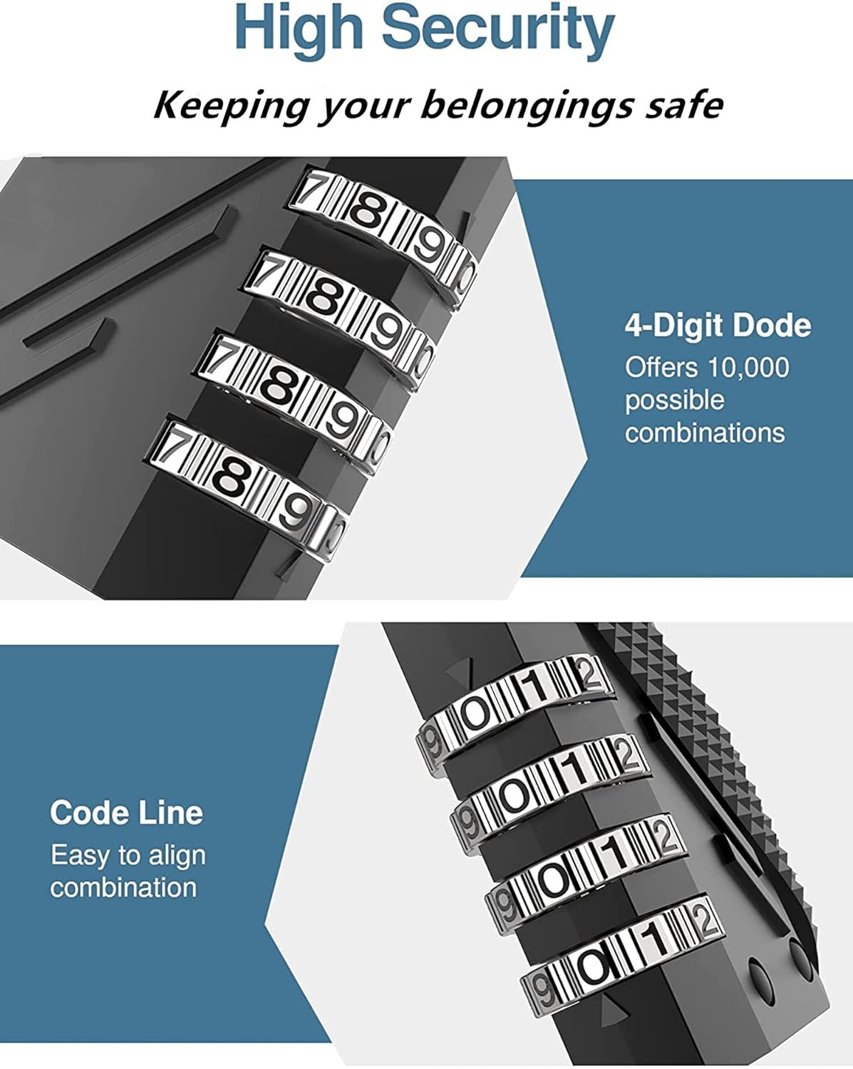 Combination Padlocks, 4 Digit Lock Padlocks for Gym School Lockers