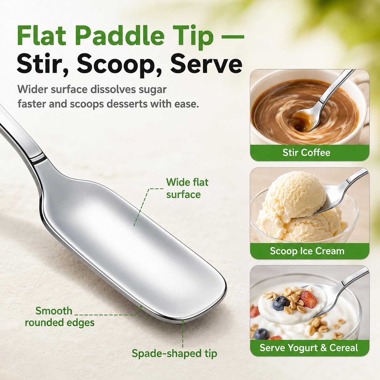 9.8-Inch Long Handle Iced Tea Spoons Set of 4, Premium Stainless Steel Coffee Spoons, Cocktail Stirring Spoons & Ice Cream Spoons,Espresso Spoons for Tall Glasses, Drinks and Desserts