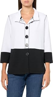MULTIPLES Women's Three Quarters Band Sleeves Two-Pocket Wire Collar Button Front Jacket