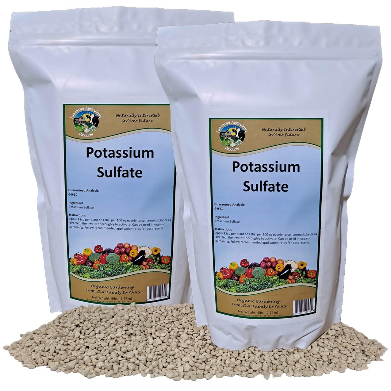 Potassium Sulfate 5 Pounds Pack of 2 - for Vegetable Gardens - Essential Nutrient for Plant Growth, Soil Enrichment, and Crop Yield Optimization - Lancaster Agriculture Products 5 Pound - Pack of 2