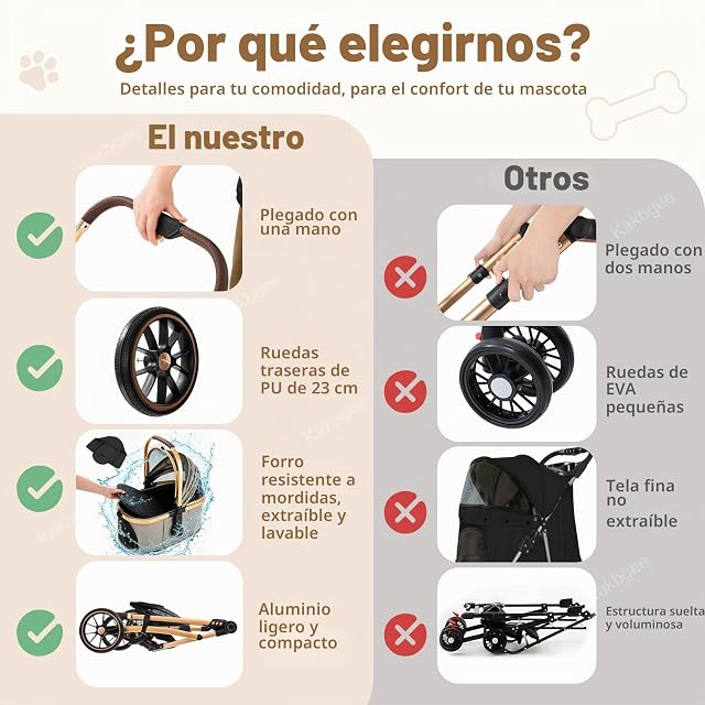 Foto 2 de 8 de Kakbgee Plegable Cochecito Para Perros, Carrito Para Perros Y Gatos, Plegable De Un Clic