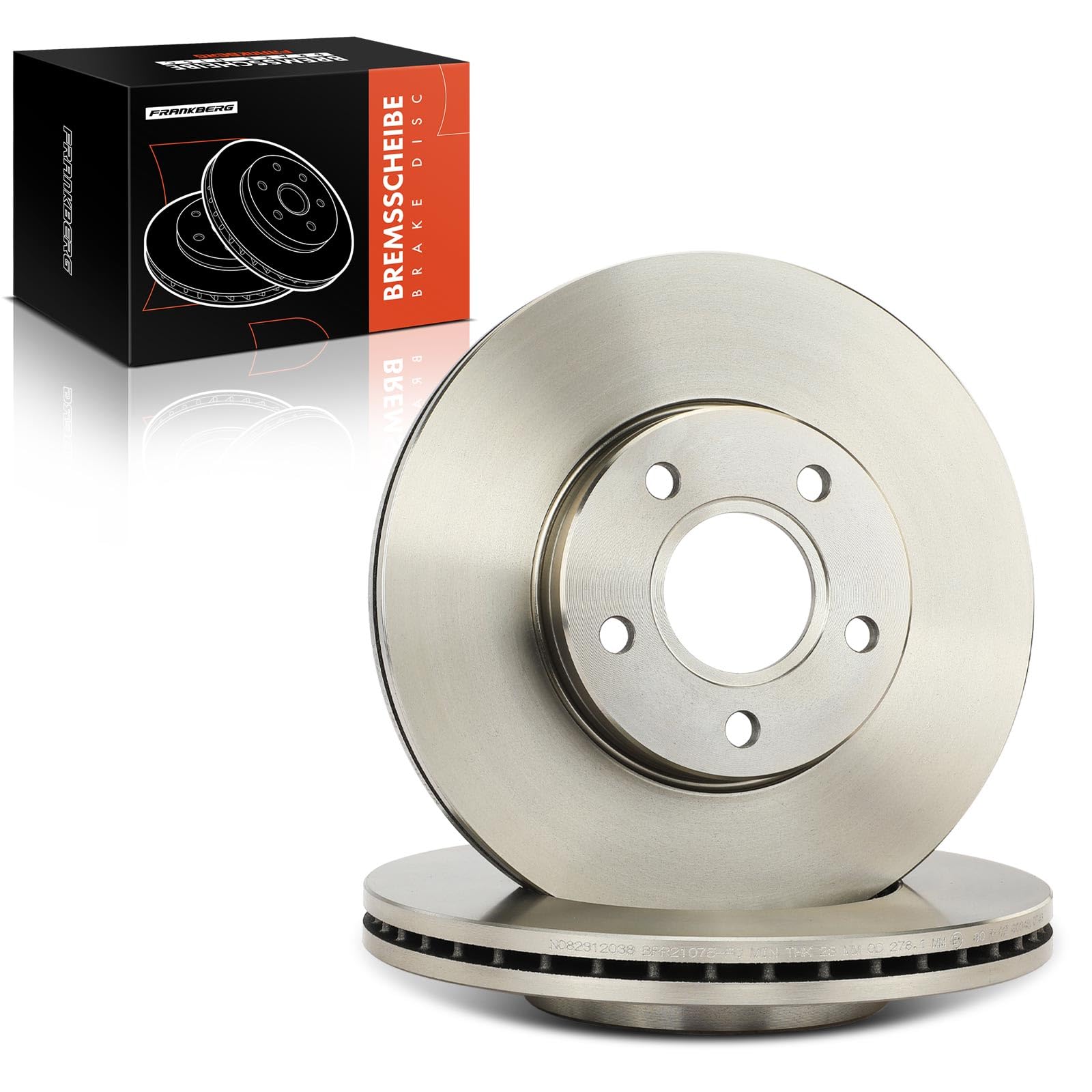 Frankberg 2 discos de freno delanteros ventilados Ø278 mm AV611125BB | Compatible con: Torneo Focus II DA DS FFS, C-Max DM2, Focus II Saloon DB DH FCH, C70 II Cabriolet 542, Focus II DA DP HCP