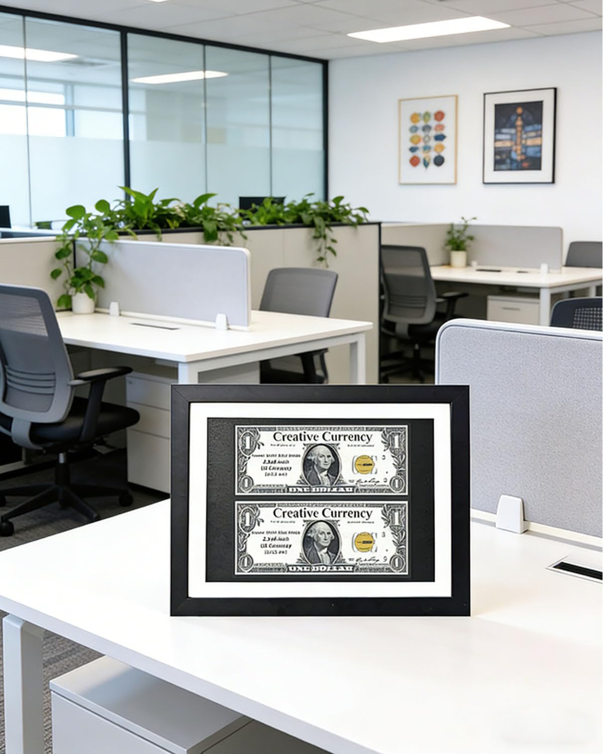 Chunhui Dollar Bill Frame,2 Bills Dollar Frame,24.9 cm X 12"Money Display Case, Solid Wood HD Glass,for Wall Mount/Tabletop(Black)