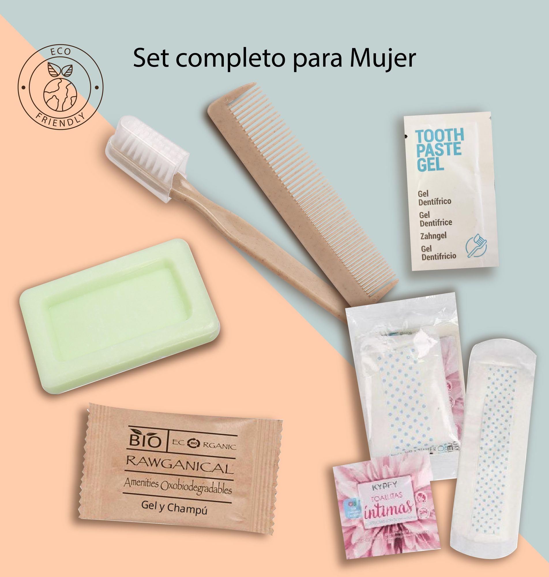 Confezione da 24 kit di igiene personale per donna in beauty case usa e getta - ideale per viaggi, palestra e uso quotidiano