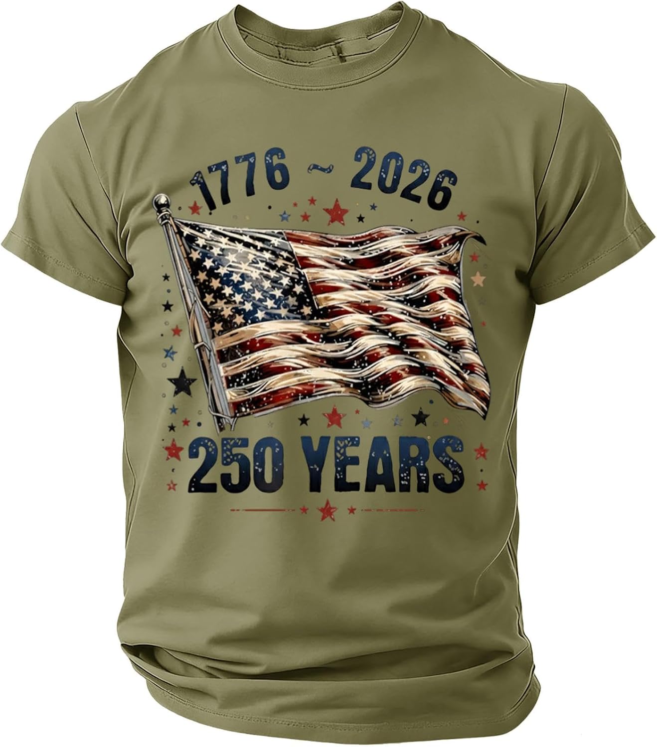 250 Anniversary USA Shirt Crewneck Pullover Tops Mens Tshirts Shirts Short Sleeve T Shirt American Flag Patriotic Tee