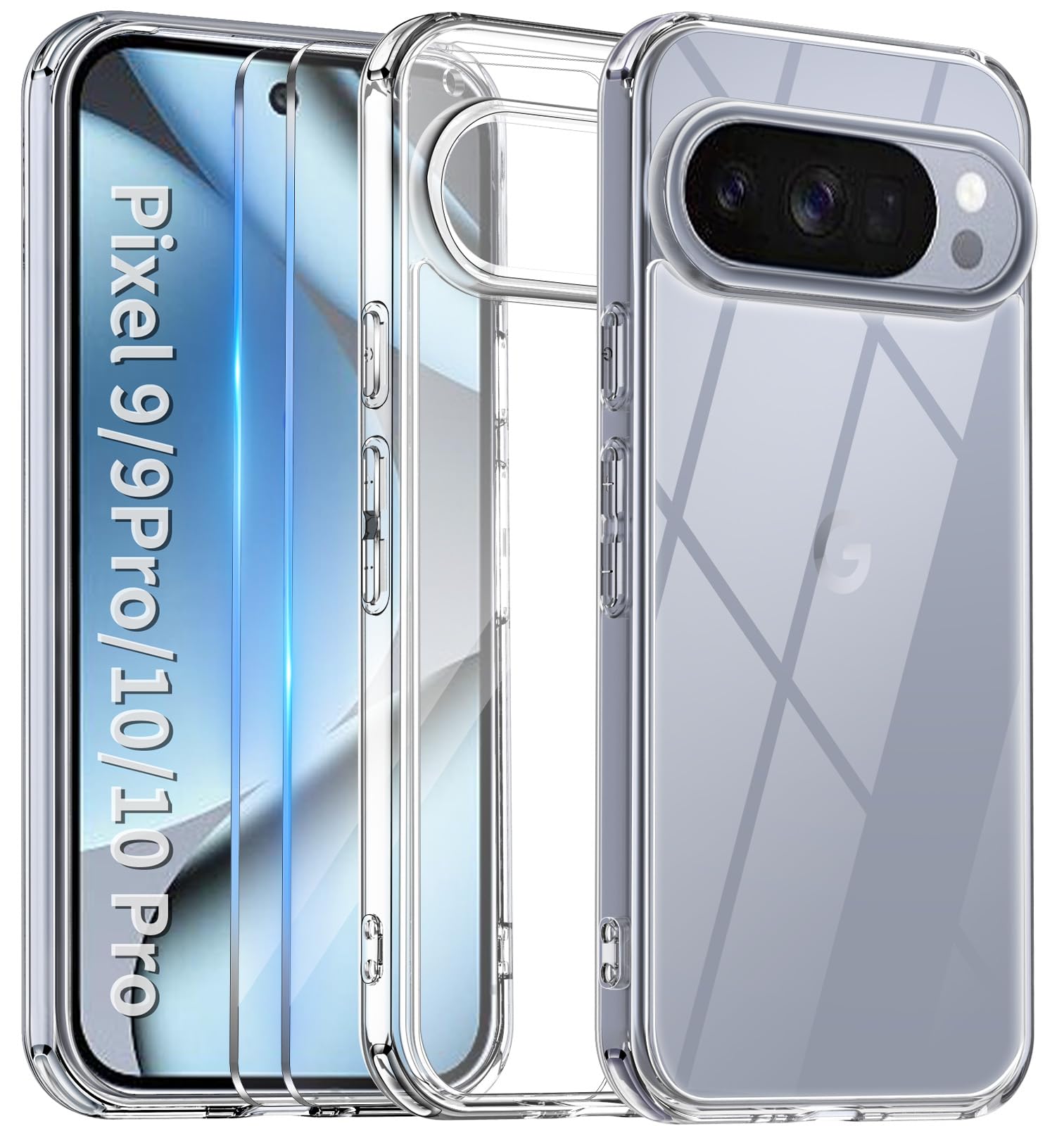 COPIKE Shockproof Case for Google Pixel 10/10 Pro with 2 Pack Screen Protector, Anti-Yellowing Slim Anti-Scratch Camera Protection Phone Case, Clear