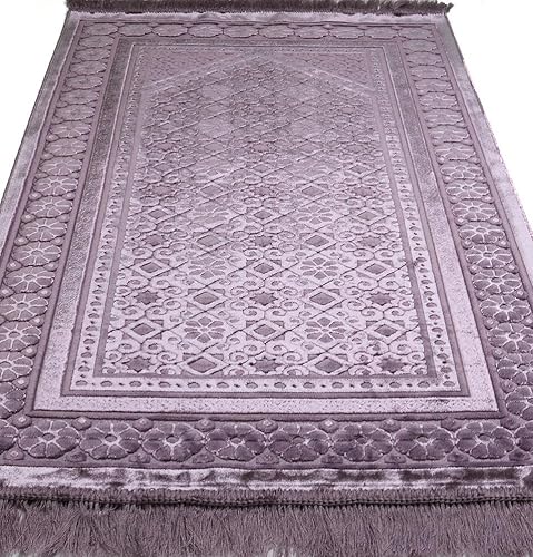 Miniatura 4 de Modefa Tesbih - Alfombra de oración islámica de lujo en caja de regalo, juego de regalo de lujo con alfombrilla de oración y cuentas de oración