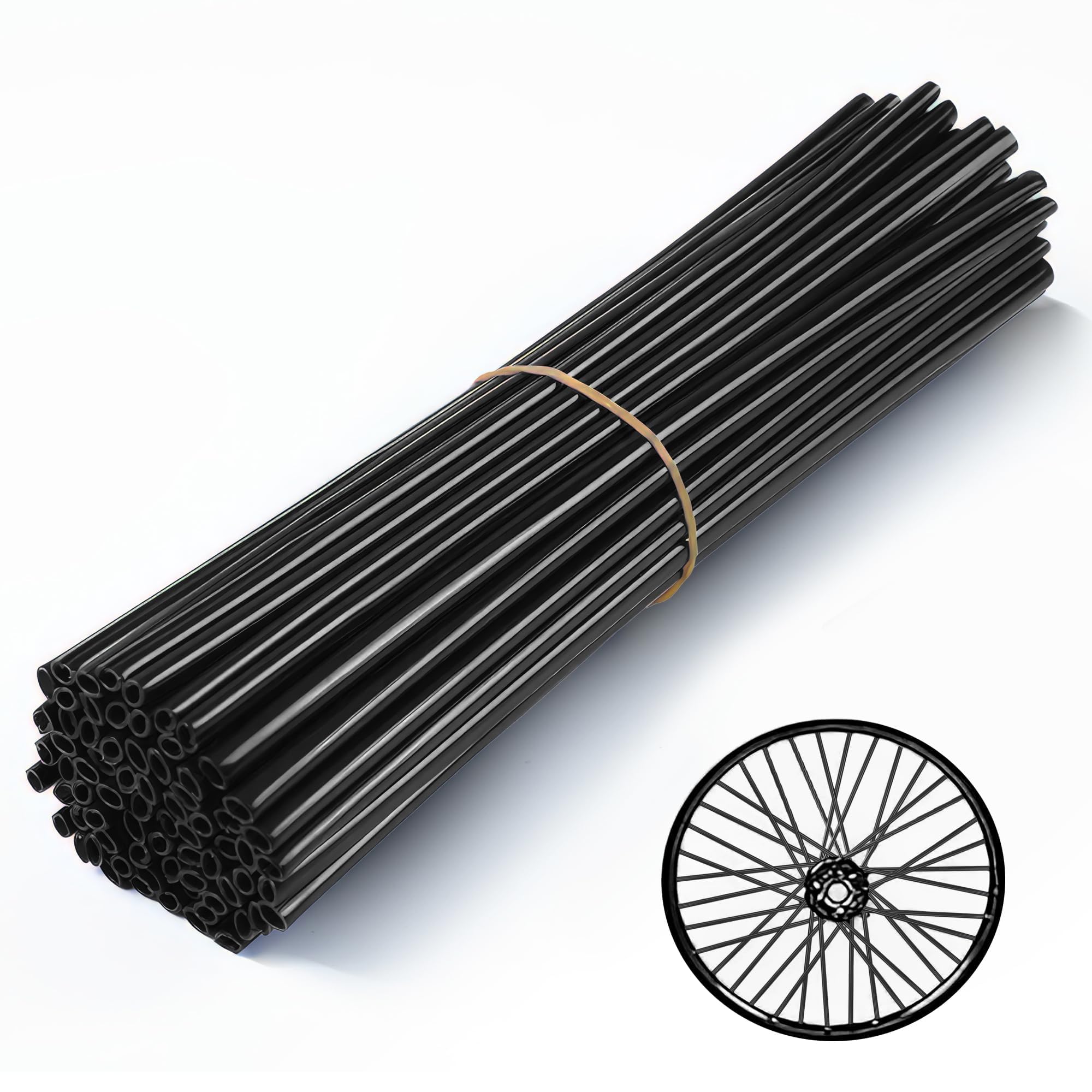 72Pcs Black Bike Spoke Covers - Universal 8"-21" Wheel Wraps