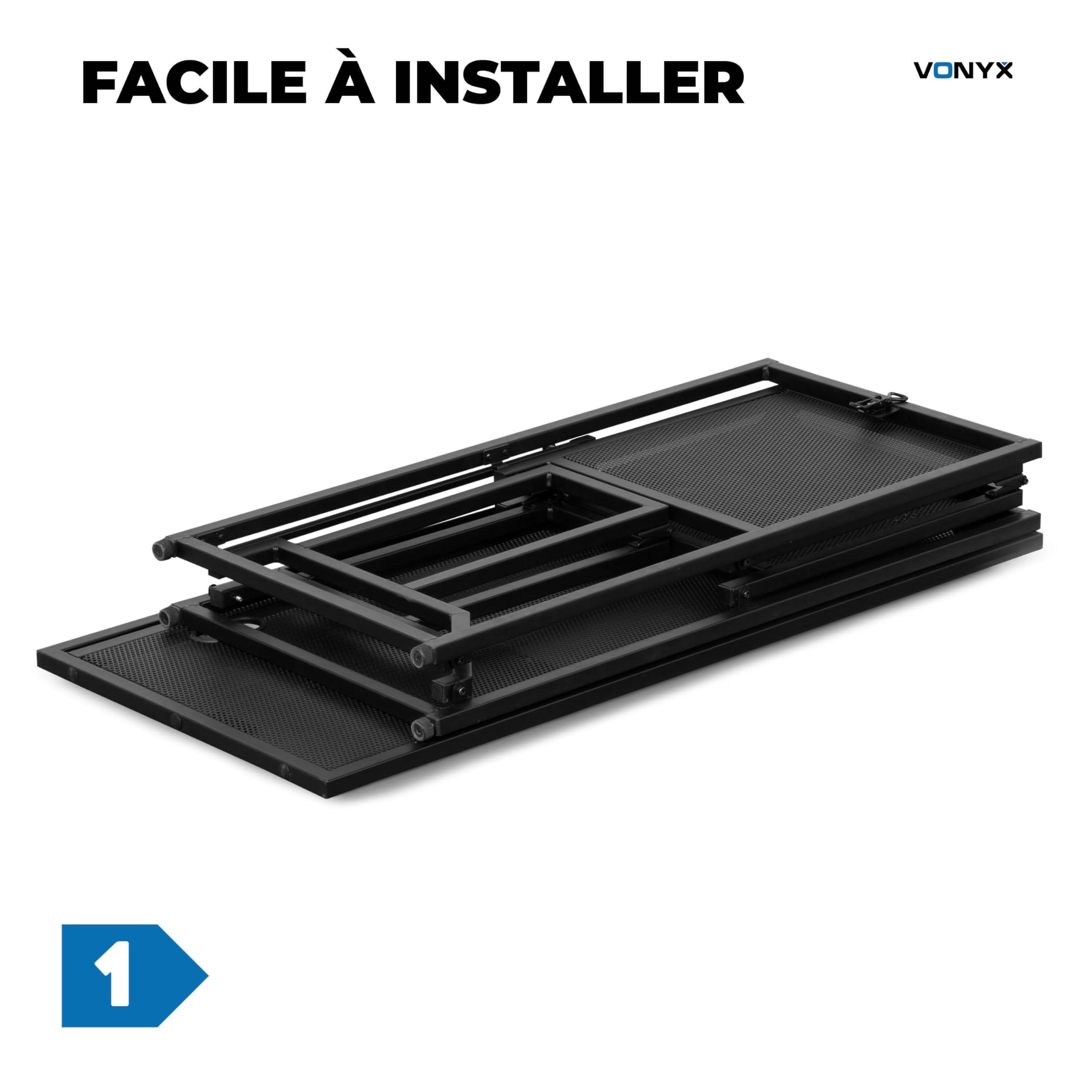 Vonyx DBF105 Pupitre DJ Compact Pliable - Table DJ Portable avec Housses Lycra et Housse de Transport - Stand DJ Mobile Stable