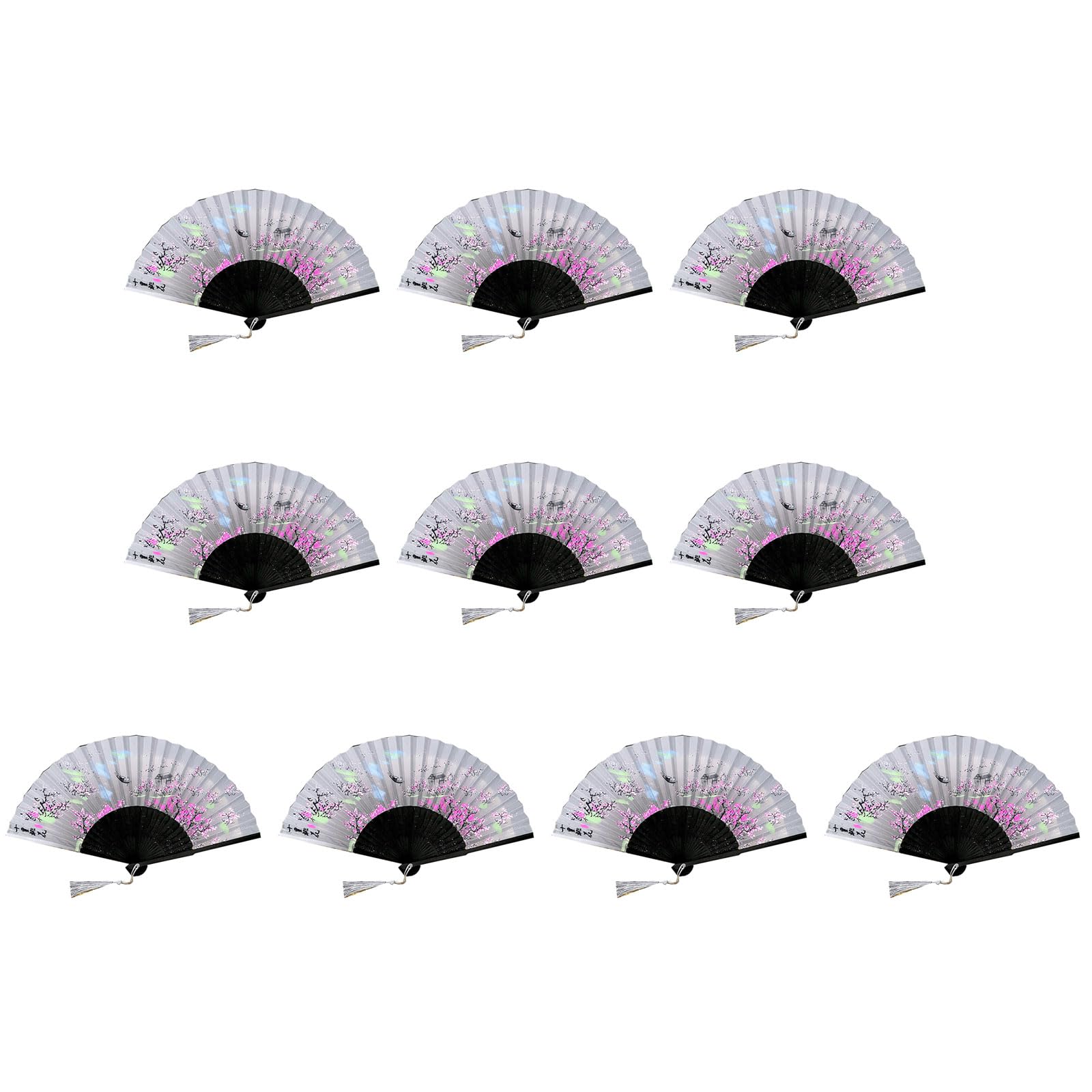 Tsophreniq Of 10 Bamboo Folding Fans Traditional Chinese Handheld Fan with Elegant Carvings for Cooling and Decoration Bamboo Fan