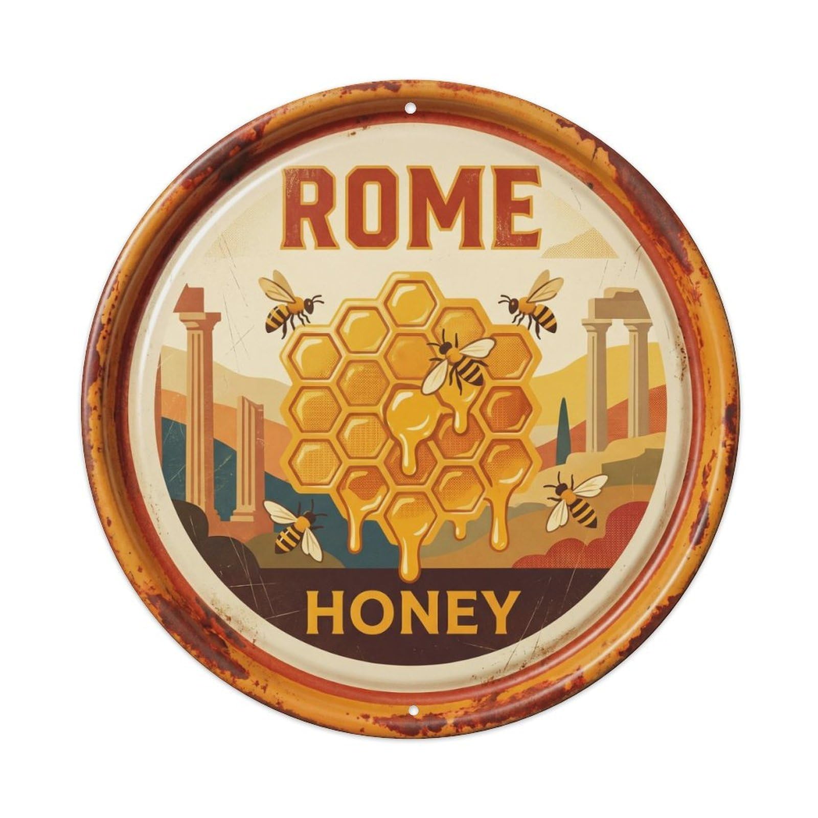Retro Rome Italy Honey Food Culture Travel Metal Tin Sign