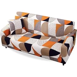 Carvapet Fundas Sofás Elástica Fundas de Sofá Protector Tela Elástico Impreso Antideslizante Cubre Sofá Protector de Muebles (Naranja, 2 plazas 135-170cm)
