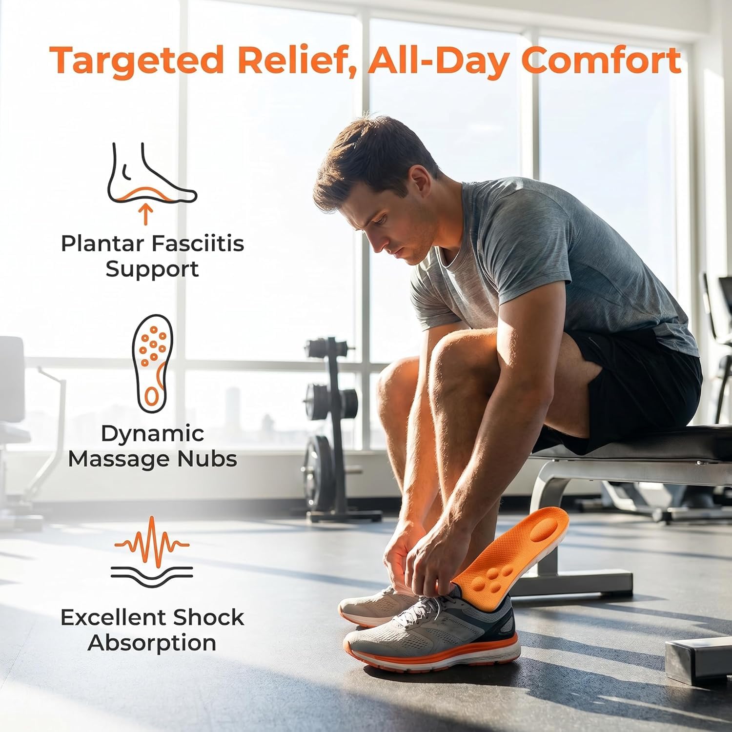Stepz Entlastungssohlen Plantarfasziitis, Atmungsaktive & Weiche OrthopäDische Einlegesohlen, Massageeffekt, StoßDäMpfende Einlegesohlen Zuschneidbar füR Den Alltag, Sport und Beruf (5PCS,41-42,1)