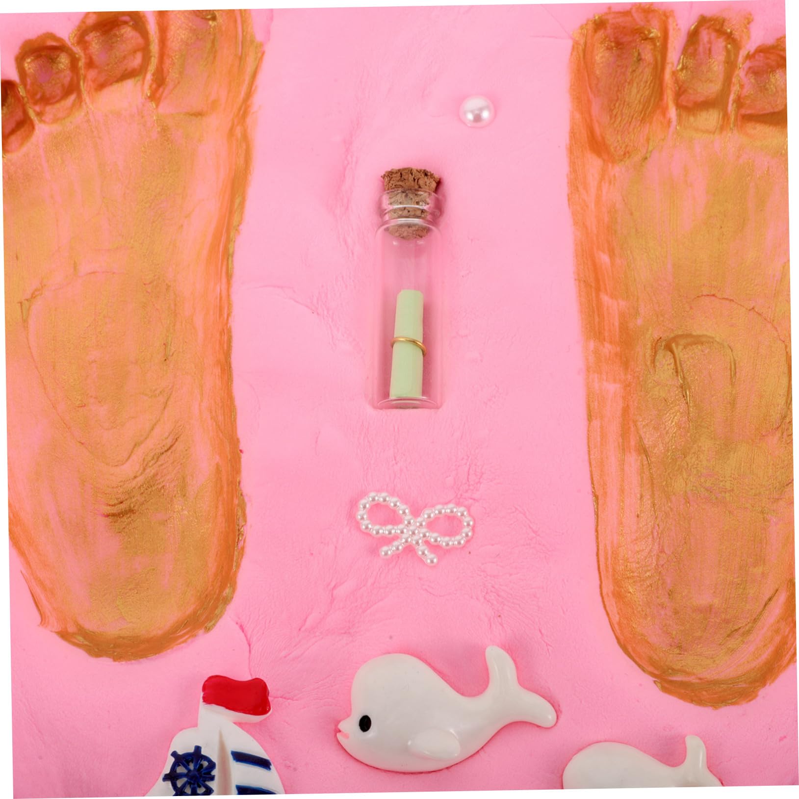 Toddmomy Kit de Huellas de Manos para Ñiño Recién Nacido, Marco de Recuerdo Rosa, Impresión Clara y Duradera, Adecuado para Baby Shower y 100 Días