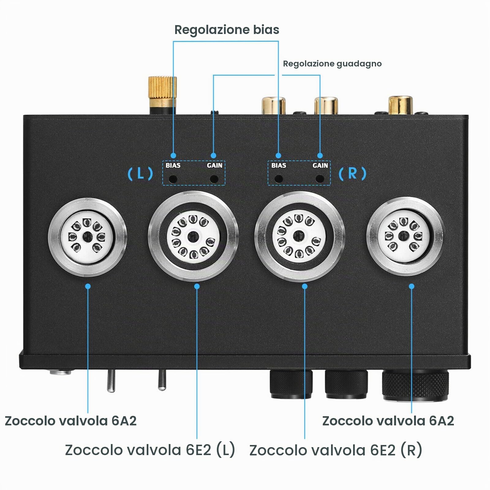 HiFi 6E2 Preamplificatore a valvole Phono Preamp per giradischi MM/MC Amplificatore per cuffie