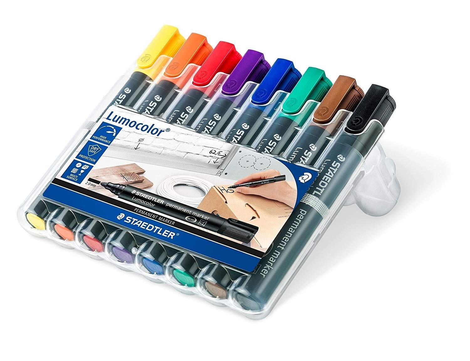 Staedtler 352 WP8 Lumocolor marker permanentny o wysokiej wydajności, wielopowierzchniowy marker permanentny (8 markerów)