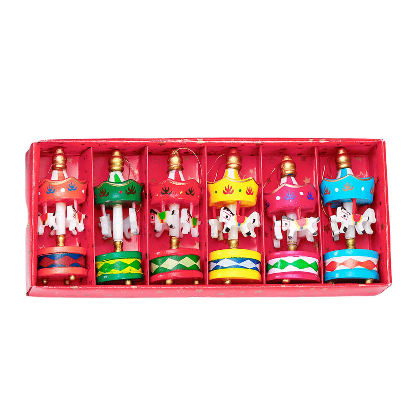 Wood Carousel Ornament Decorative Hanging Pendant for Christmas Tree and Home Decoration Wooden Ornament
