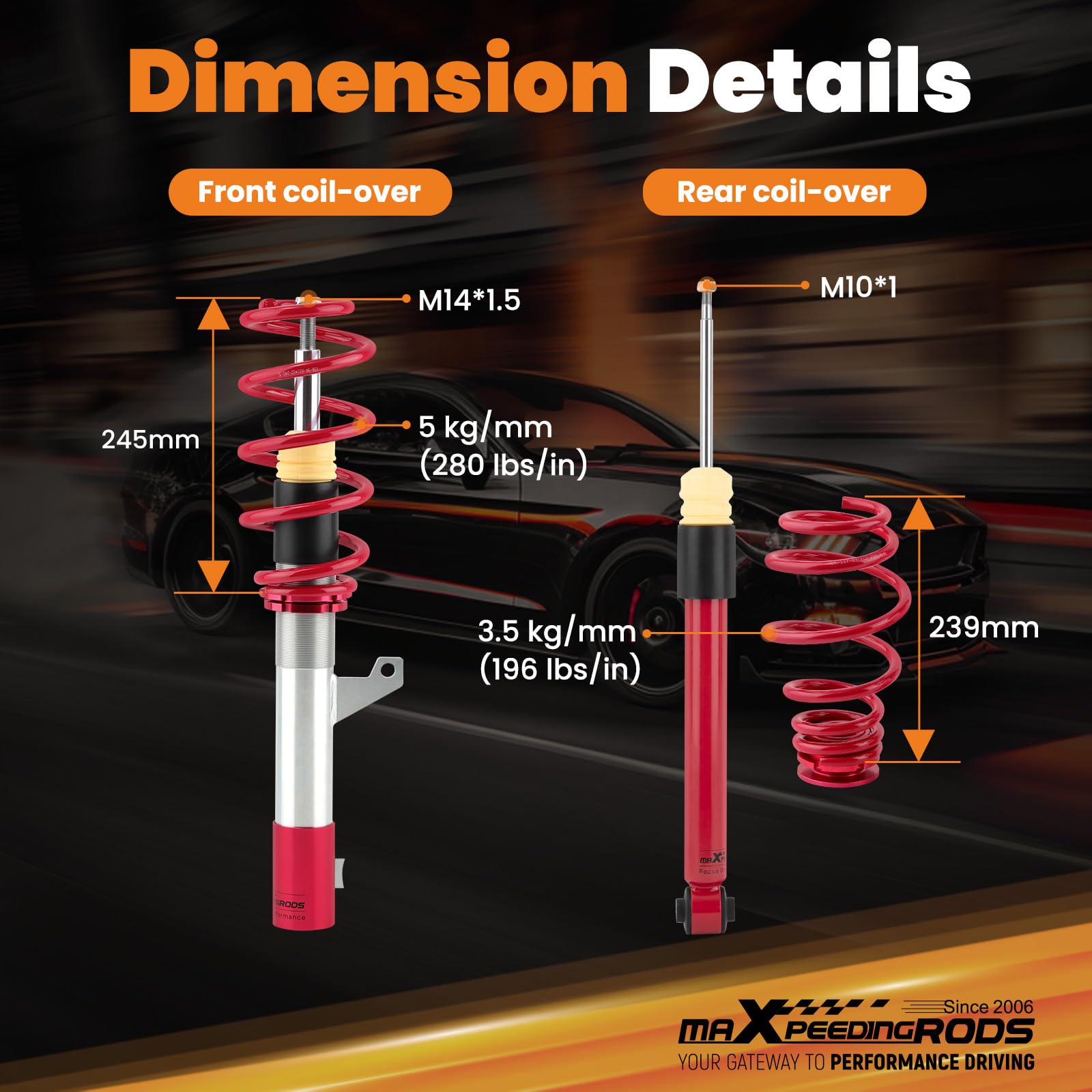 maXpeedingrods Suspensión roscada para VW Golf MK5 A5 tipo 1K 2003-2008, Jetta MK5 A5 1K5 2006-2011